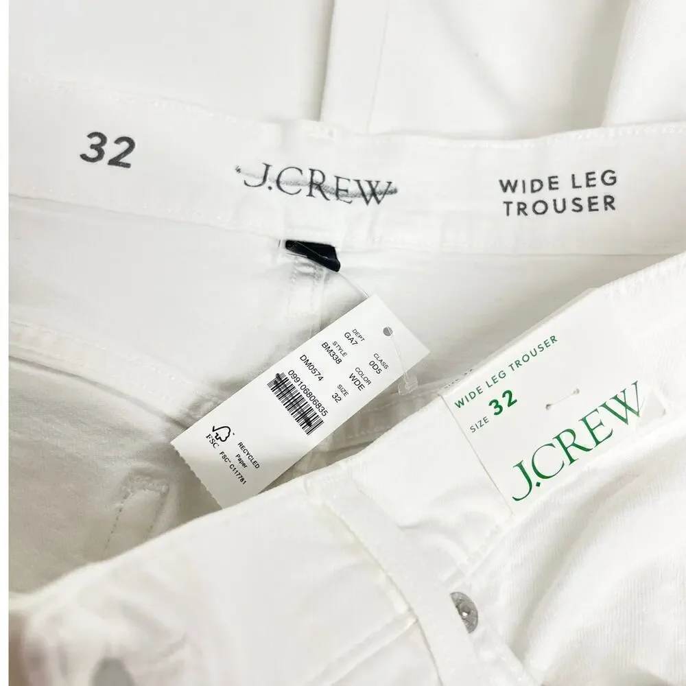 J.Crew Wide-leg denim trouser in white BM338 size 32 NWT